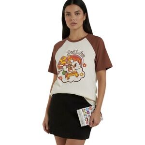 Tokidoki Don’t Trip Baby Tee Size Small NWT Graphic Raglan T-Shirt